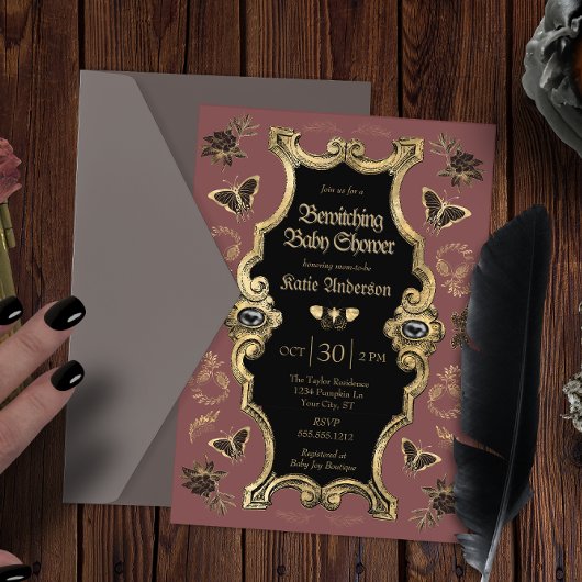 Elegant Dark Viktorianisch Gothic Baby Shower Einladung