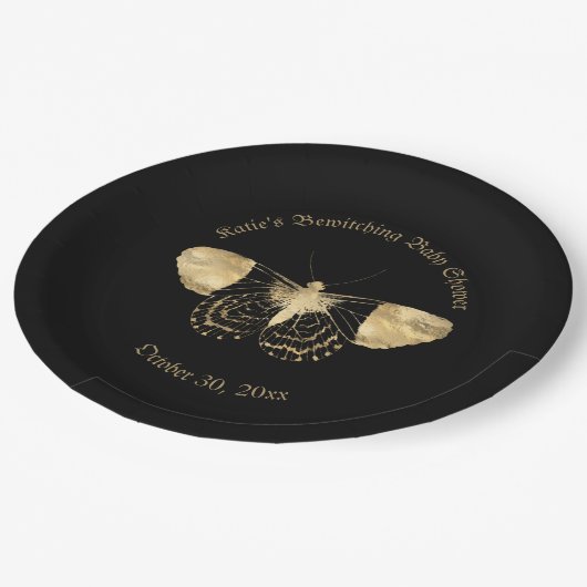 Elegant Dark Viktorianisch Gothic Baby Shower Pappteller (Schrägansicht)