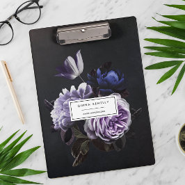 Elegant Dark Violet Floral Bouquet Personalisiert Klemmbrett