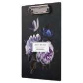Elegant Dark Violet Floral Bouquet Personalisiert Klemmbrett (Links)
