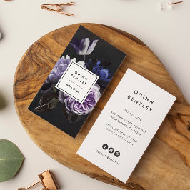 Elegant Dark Violet Floral Bouquet | Vertikal Visitenkarte