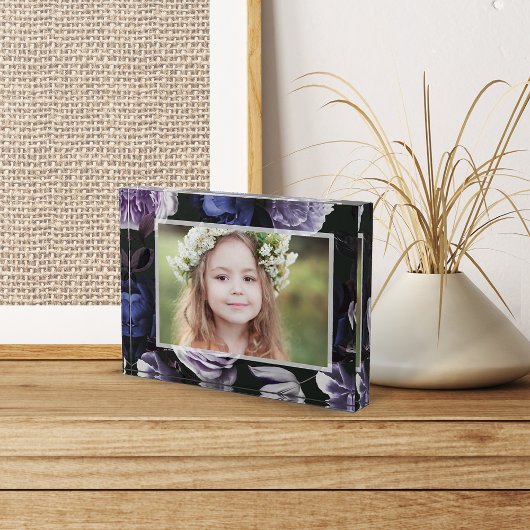 Elegant Dark Violet Floral Fotoblock