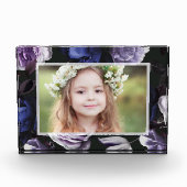 Elegant Dark Violet Floral Fotoblock (Vorderseite)