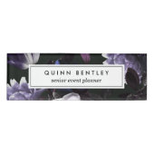 Elegant Dark Violet Floral Namenschild (Vorderseite)