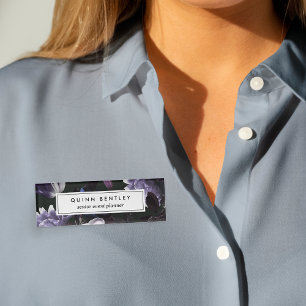 Elegant Dark Violet Floral Namenschild