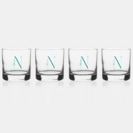 Elegant Decorative Monogrammatique Letter N Whiskyglas