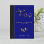 Elegant Deep Blue  Anthracite  Photo Save The Date Folieneinladung (Stehend vorne)