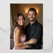 Elegant Deep Blue  Anthracite  Photo Save The Date Folieneinladung (Rückseite)