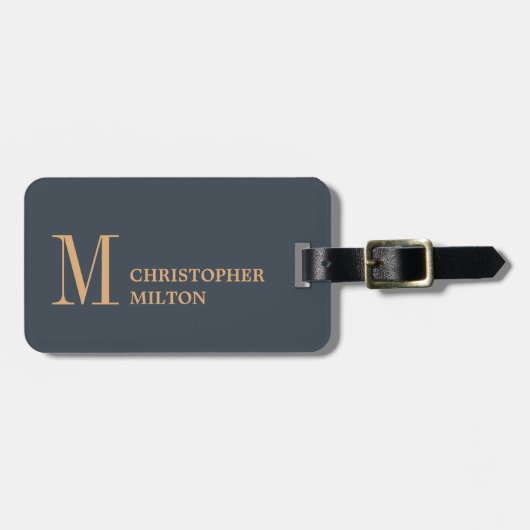 Elegant Deep Blue Brown Bold Gepäckanhänger (Vorderseite horizontal)