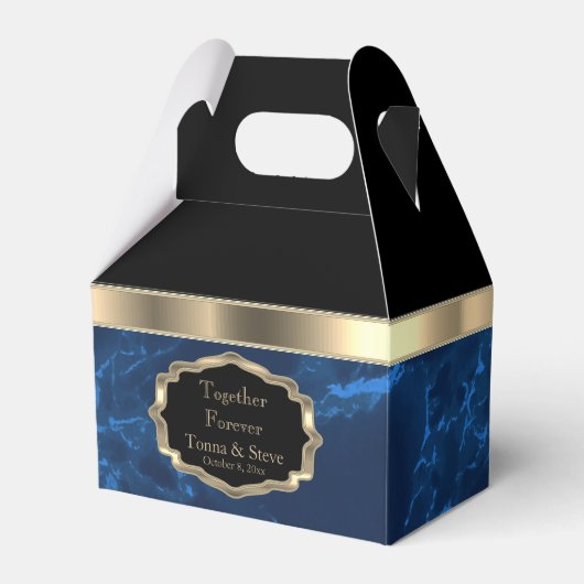 Elegant Deep Blue Marble and Gold Fevor Box Geschenkschachtel (Vorderseite)
