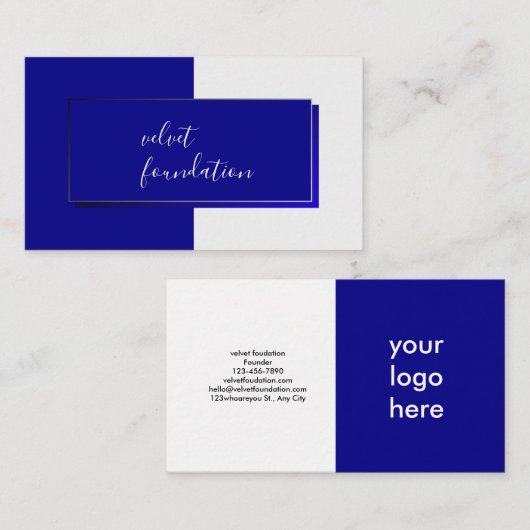Elegant Deep Blue Modern Visitenkarte (Vorne/Hinten)
