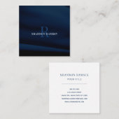 Elegant Deep Blue Monogram Quadratische Visitenkarte (Vorne/Hinten)