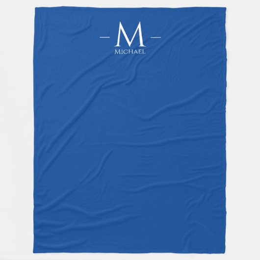 Elegant Deep Blue Monogram Template Large Custom Fleecedecke (Vorderseite)