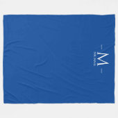 Elegant Deep Blue Monogram Template Large Custom Fleecedecke (Vorderseite (Horizontal))
