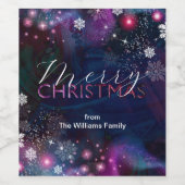 Elegant Deep Blue Pink Winter Wunderland Weihnacht Weinetikett (Einzelnes Label)