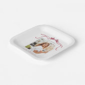 Elegant Deep Blush Ribbon Bow Graduation Photo Pappteller (Gewinkelt)