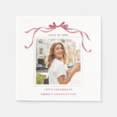Elegant Deep Blush Ribbon Bow Graduation Photo Serviette (Vorderseite)