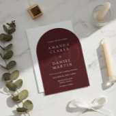 Elegant Deep Burgendy Wedding Arch Monogram Einladung