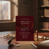 Elegant Deep Burgendy Wedding Monogram Initials  Einladung