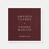 Elegant Deep Burgendy Wedding Monogram Initials Serviette (Vorderseite)