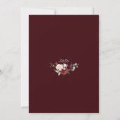 Elegant Deep Burgundy Blush Flowers Gold Wedding Einladung (Rückseite)