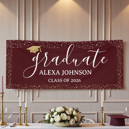 Elegant Deep Burgundy Class Of 2026 Graduate Banner