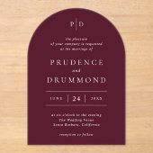 Elegant Deep Burgundy Classic Wedding Acryleinladungen (Vorderseite)