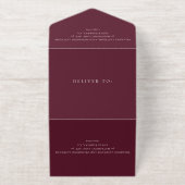 Elegant Deep Burgundy Classic Wedding All-in-One-Einladung (Außenseite)