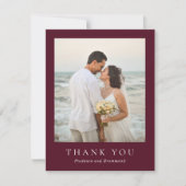 Elegant Deep Burgundy Classic Wedding Dankeskarte (Vorderseite)