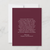 Elegant Deep Burgundy Classic Wedding Dankeskarte (Rückseite)