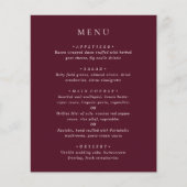 Elegant Deep Burgundy Classic Wedding Menu (Vorderseite)