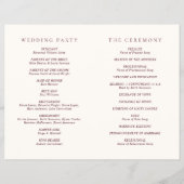 Elegant Deep Burgundy Classic Wedding Program Flyer (Hinten)