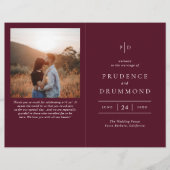 Elegant Deep Burgundy Classic Wedding Program Flyer (Vorne)