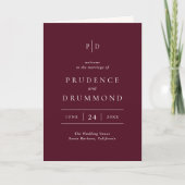 Elegant Deep Burgundy Classic Wedding Programm (Vorderseite)