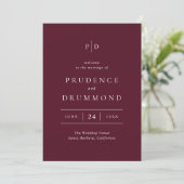 Elegant Deep Burgundy Classic Wedding Programm (Stehend Vorderseite)