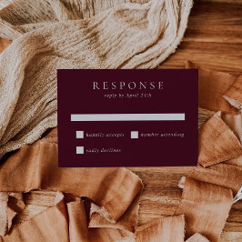 Elegant Deep Burgundy Classic Wedding RSVP Karte