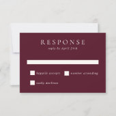 Elegant Deep Burgundy Classic Wedding RSVP Karte (Vorderseite)
