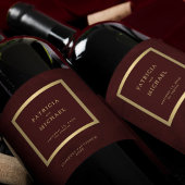 Elegant deep burgundy gold wedding personalized weinetikett