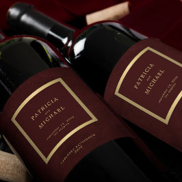 Elegant deep burgundy gold wedding personalized weinetikett