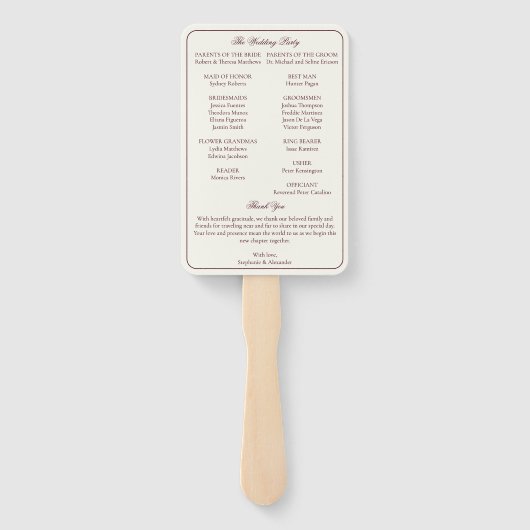 Elegant Deep Burgundy & Ivory Wedding Program Fächer (Rückseite)