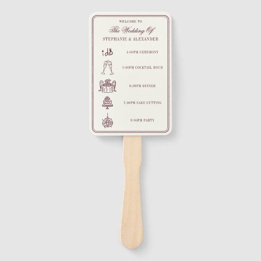 Elegant Deep Burgundy & Ivory Wedding Program  Fächer (Vorderseite)