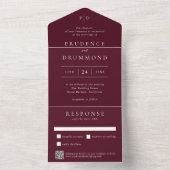 Elegant Deep Burgundy QR Code Classic Wedding All In One Einladung (Innen Boden)