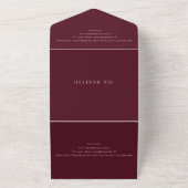Elegant Deep Burgundy QR Code Classic Wedding All In One Einladung (Außenbereich)
