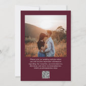 Elegant Deep Burgundy QR Code Classic Wedding Einladung (Rückseite)
