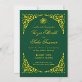 Elegant Deep Emerald Islamic Wedding Einladung (Vorderseite)