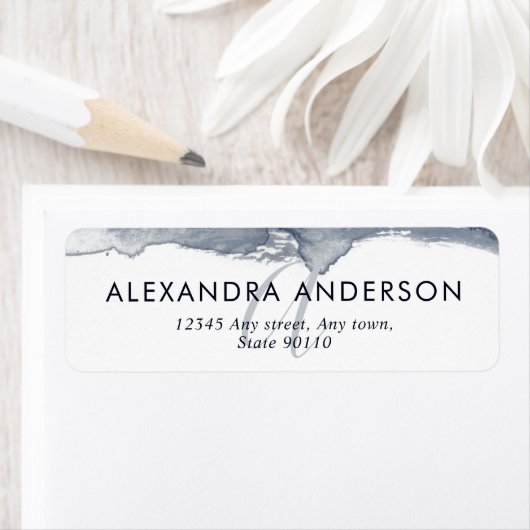 Elegant Deep Gray Navy Wasserfarbe Monogram Minima (Insitu)