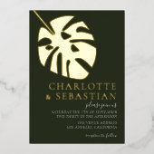 Elegant Deep Green Foto Wedding Personalisiert Folieneinladung (Vorderseite)