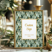 Elegant Deep Green Gold Eucalyptus Wedding Custom Poster