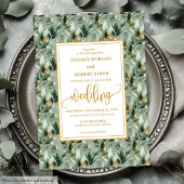 Elegant Deep Green Gold Eucalyptus Wedding Einladu Einladung