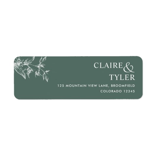 Elegant Deep Green Wedding Return Address Label (Vorne)